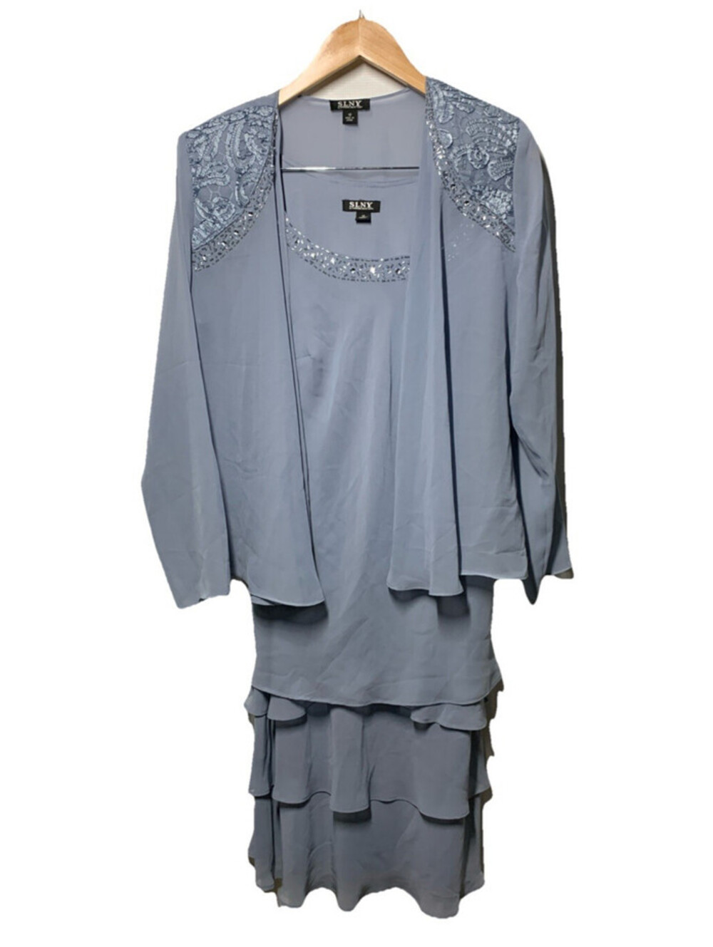 S.L. Fashions Petite Mother of Bride Jacket Dress Sequined Shoulder Size 12